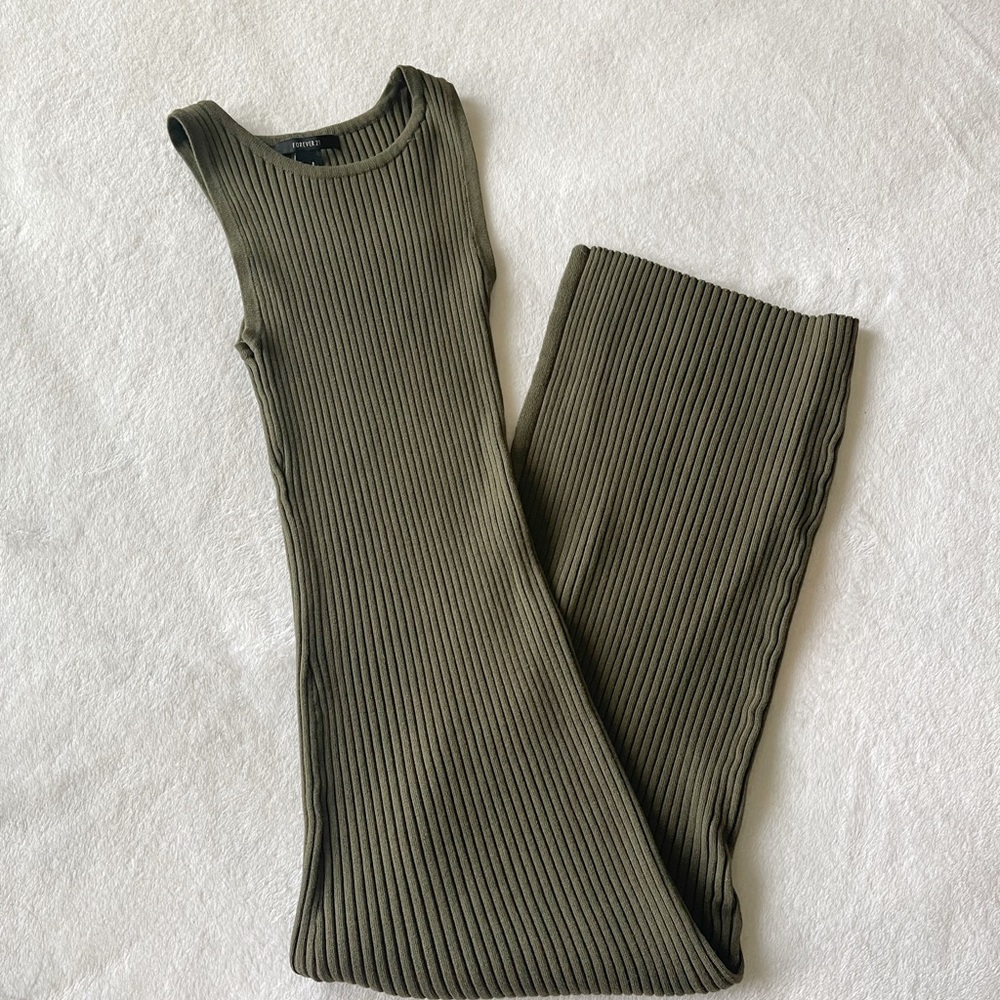 Forever 21 Forest Green Sleeveless Ribbed Bodycon Dress